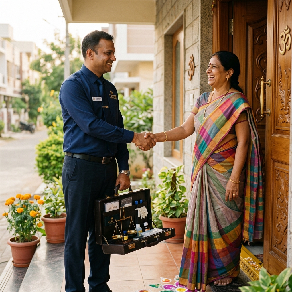 Gold Money doorstep agent visiting a customer at home